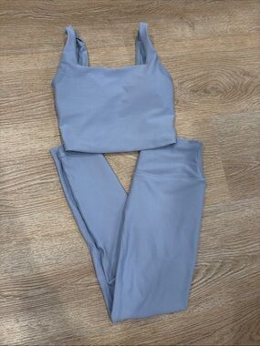 YPB Purple Gray Leggings & Bra Top Set